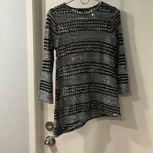 Black & Silver with sequence, size S shirt, good condition